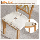 Linen Fabric Upholstered Wooden Dining Chair Set of 2 with Rubber Wood Frame for Dining Room