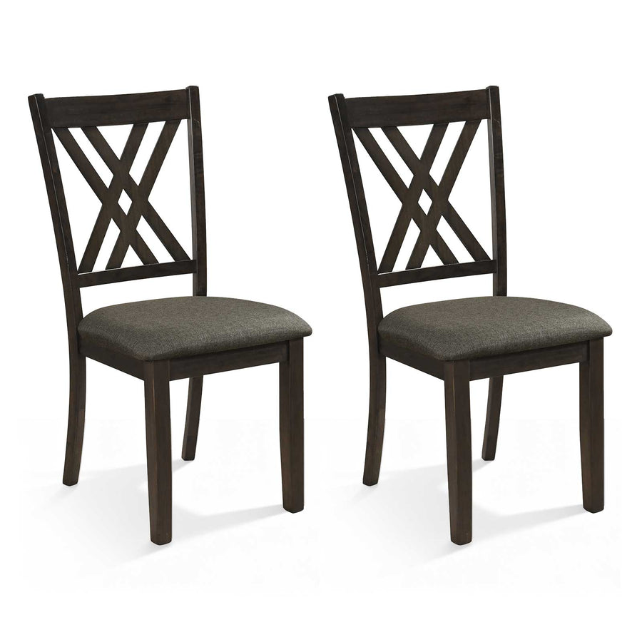 Linen Fabric Upholstered Wooden Dining Chair Set of 2 with Rubber Wood Frame for Dining Room