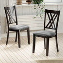 Linen Fabric Upholstered Wooden Dining Chair Set of 2 with Rubber Wood Frame for Dining Room