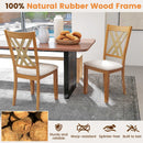 Linen Fabric Upholstered Wooden Dining Chair Set of 4 with Rubber Wood Frame for Dining Room