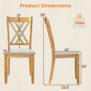 Linen Fabric Upholstered Wooden Dining Chair Set of 4 with Rubber Wood Frame for Dining Room