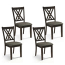 Linen Fabric Upholstered Wooden Dining Chair Set of 4 with Rubber Wood Frame for Dining Room