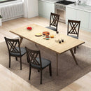 Linen Fabric Upholstered Wooden Dining Chair Set of 4 with Rubber Wood Frame for Dining Room