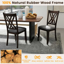Linen Fabric Upholstered Wooden Dining Chair Set of 4 with Rubber Wood Frame for Dining Room