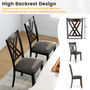 Linen Fabric Upholstered Wooden Dining Chair Set of 4 with Rubber Wood Frame for Dining Room