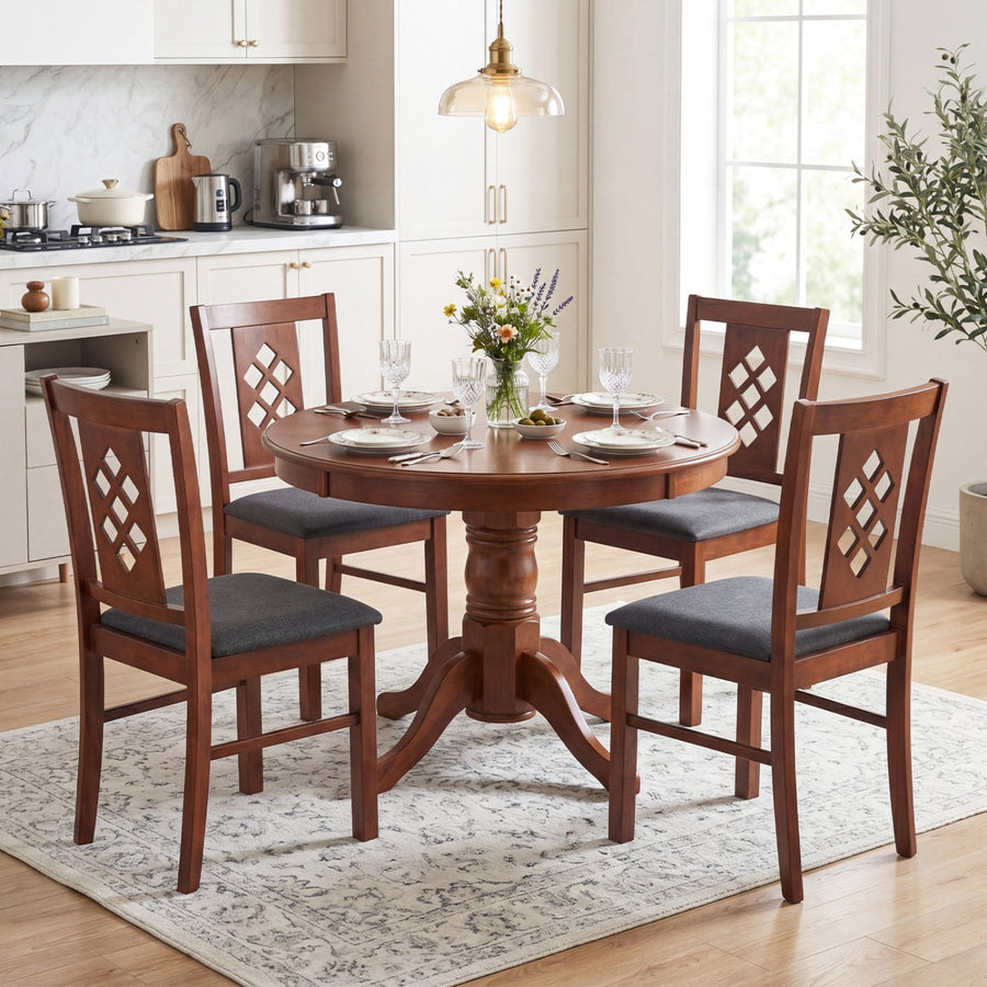 Upholstered Dining Chairs Set of 4 with Wood Frame