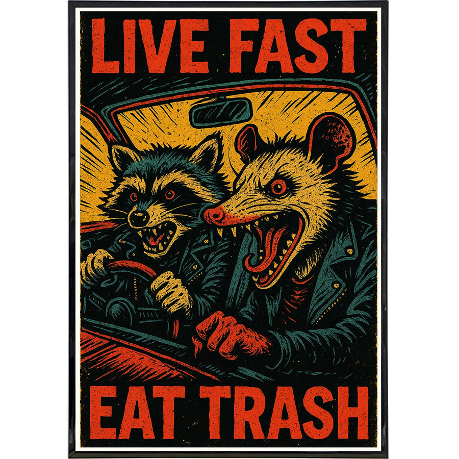 Live Fast Eat Trash Poster Print