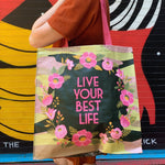 Live Your Best Life Floral Camo Market Tote Bag