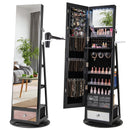 Lockable 360° Swivel Jewelry Cabinet with Full-Length Mirror LED Lights