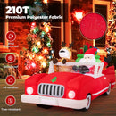 7.7 Feet Long Christmas Inflatable Santa Claus and Reindeer Riding Red Car with Gift Bag and 9 LED White Lights