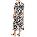 Lost Ink Womens Plus Puff Sleeve Animal Print MIDI Dress