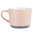 Loved Stoneware Hand Painted Cozy Mug in Peach | Coffee Tea Floral Design Cup | 15oz