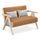Loveseat Sofa for Small Spaces with Throw Pillows Rubber Wood Frame Padded Seat