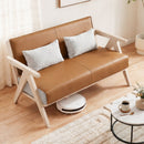 Loveseat Sofa for Small Spaces with Throw Pillows Rubber Wood Frame Padded Seat