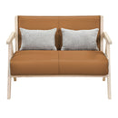 Loveseat Sofa for Small Spaces with Throw Pillows Rubber Wood Frame Padded Seat