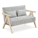 Loveseat Sofa for Small Spaces with Throw Pillows Rubber Wood Frame Padded Seat