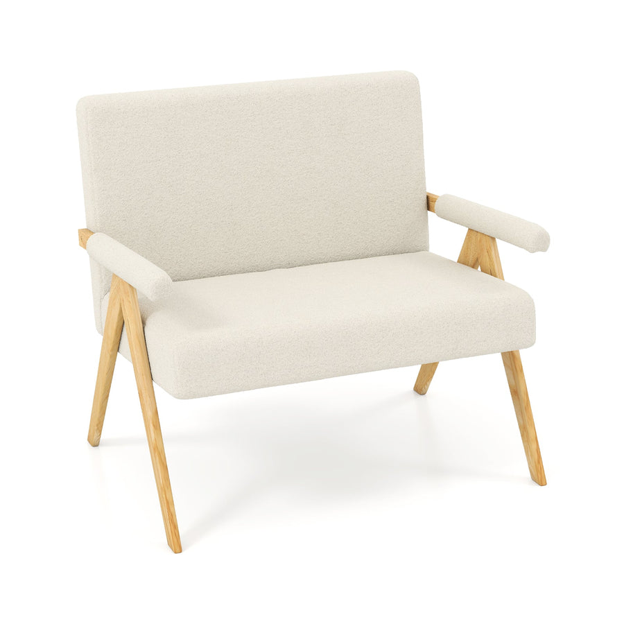 Loveseat Sofa with Armrests and Wooden Legs