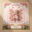 Personalized Baby Milestone Blanket with Name - Butterfly Garden Design with Month Numbers, Meadow Border, and Baby Name on Cream Oval Plaque - Newborn Photoshoot Prop
