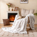 Luxury Fuzzy Plush Rabbit Fur Bubble Blanket for Armchair