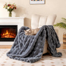 Luxury Fuzzy Plush Rabbit Fur Bubble Blanket for Armchair