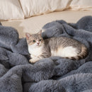 Luxury Fuzzy Plush Rabbit Fur Bubble Blanket for Armchair