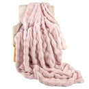 Luxury Fuzzy Plush Rabbit Fur Bubble Blanket for Armchair