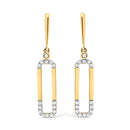 14K Yellow Gold 1/5 Cttw Diamond Paper Clip Dangle Earrings