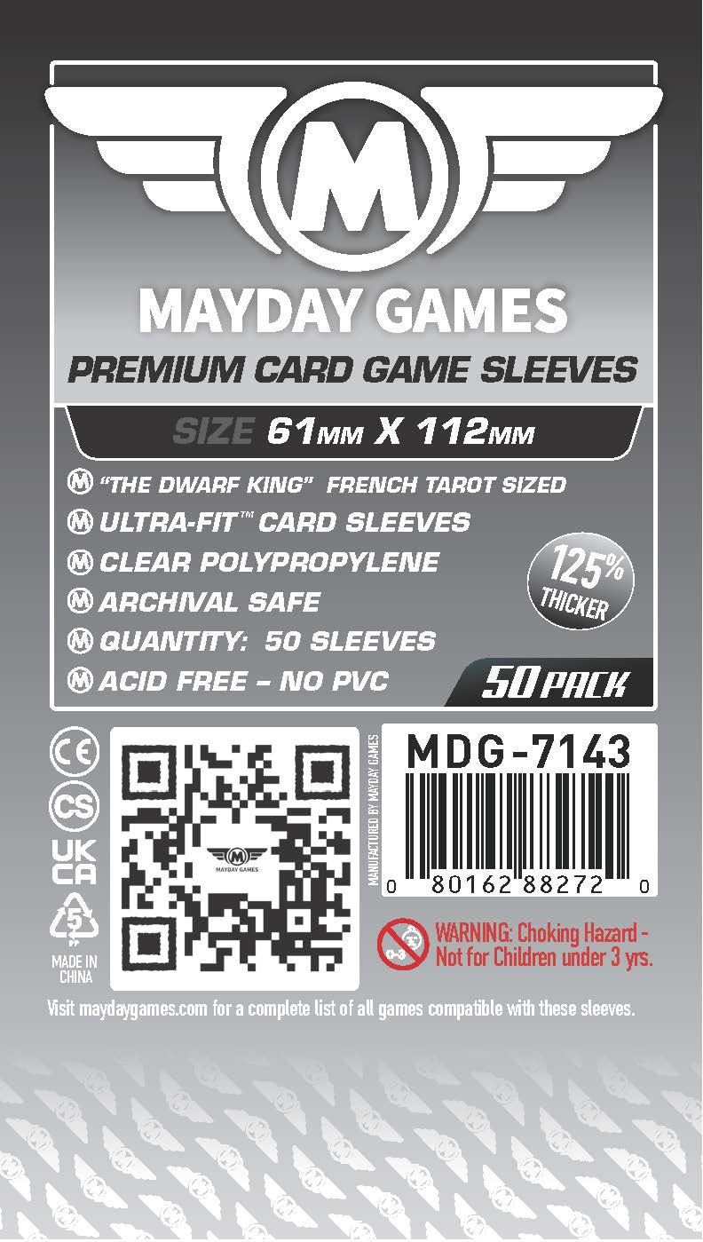 french tarot card sleeves Mayday Games: Magnum Card Sleeves 61mm x 112mm (Premium Dwarf King French Tarot Card) (50)