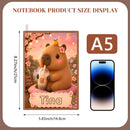Personalized Capybara Journal with Name - Kawaii Capybara Boba Tea Cover on Soft PU A5 Notebook with Cream Lined Pages - Custom Gift for Teen Girls