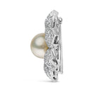 18K White Gold 2 3/4 Cttw Diamond and 12.5 MM Cultured Freshwater Pearl Floral Brooch Pin (G-H Color, VS1-VS2 Clarity)