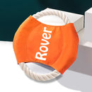 Personalized Name Cotton Rope Flying Disc Dog Toy, Gift for Dog - Blue, Red, Yellow or Orange