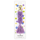 Macrame Bag Charm Keychain in Purple | Hand Knotted Tasseled Key Ring | Purse Accessory with Lobster Clip