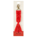 Macrame Bag Charm Keychain in Red| Hand Knotted Tasseled Key Ring | Purse Accessory with Lobster Clip