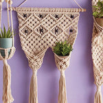 Macrame Two Pocket Plant Holder | Hanging Wall Flower Plant Hanger | 31" x 17"