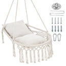 Macrame Swing Chair Hammock Chair with 2 Removable Cushions