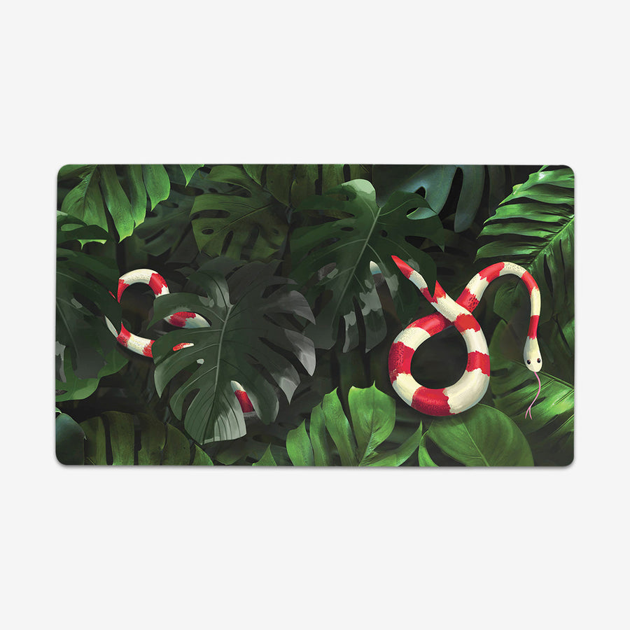Snake Under Monstera Leaves Playmat