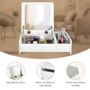 Compact Bay Window Makeup Dressing Table with Flip-Top Mirror