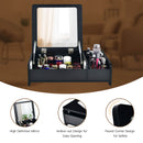 Compact Bay Window Makeup Dressing Table with Flip-Top Mirror