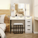 Makeup Vanity Desk with 3-Color Induction LED Lights and 6 Drawers-White