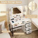 Makeup Vanity Desk with 3-Color Induction LED Lights and 6 Drawers-White