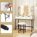 Bedroom Makeup Vanity Desk with Hollywood Mirror and Lights-White