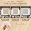 Makeup Vanity Desk with Mirror and 3-Color Dimmable LED Lights-White