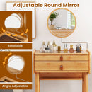 Bamboo Makeup Vanity Table with Mirror with 2 Storage Drawers-Natural