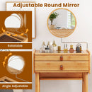 Bamboo Makeup Vanity Table with Mirror with 2 Storage Drawers-Natural