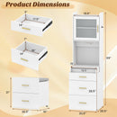Makeup Vanity with Power Outlets and Flip-top Mirror and Storage Stool-White