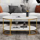 Marble Coffee Table with Open Storage Shelf