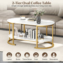 Marble Coffee Table with Open Storage Shelf