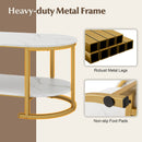Marble Coffee Table with Open Storage Shelf