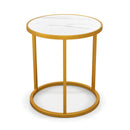Marble Top Round Side Table 16-Inch End Table with Golden Metal Frame