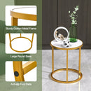 Marble Top Round Side Table 16-Inch End Table with Golden Metal Frame